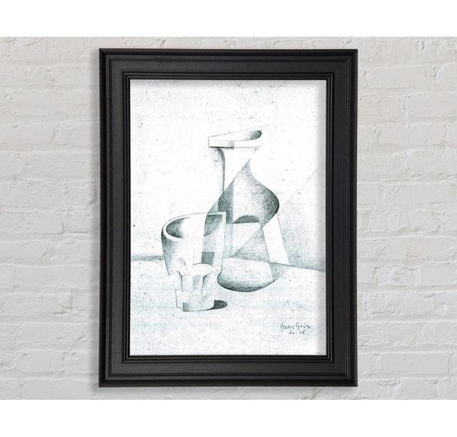 Juan Gris Caraffe And Glass Framed Print Ivy Bronx Size: 59.7cm H x 42cm W x 8cm D, Format: Antique Gold Framed Paper on Productcaster.