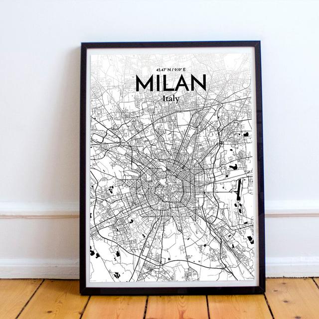 Milan City Map - Unframed Graphic Art Print on Paper East Urban Home Size: 61cm H x 45.7cm W x 0.13cm D x 0.13 cm D on Productcaster.