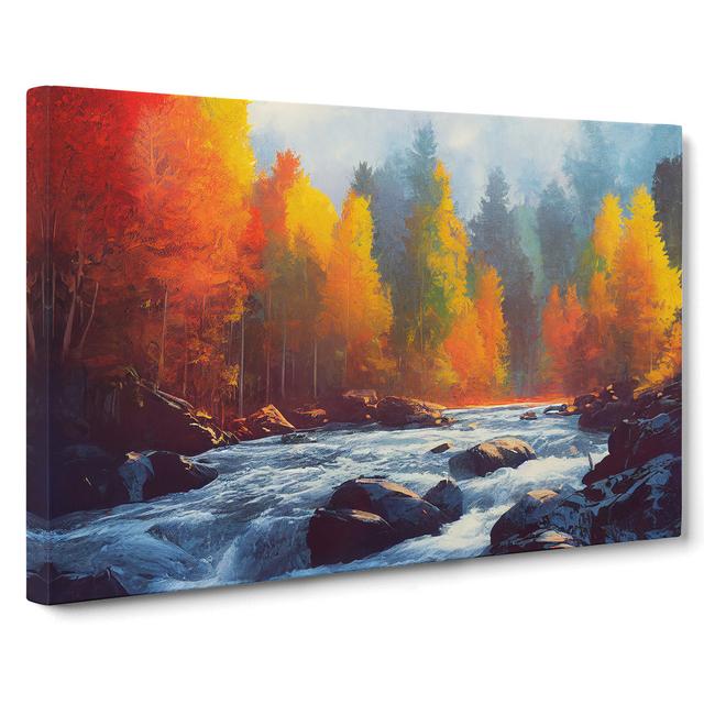 Brave Forest Stream - Wrapped Canvas Painting Alpen Home Size: 35cm H x 50cm W x 3cm D on Productcaster.