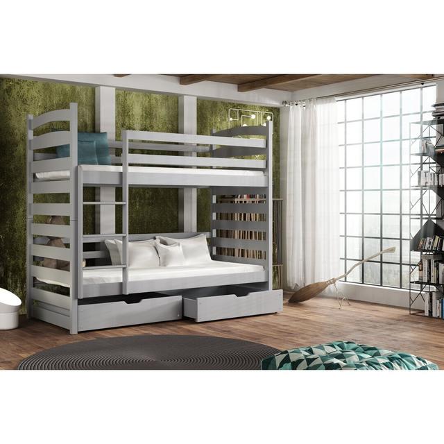 Teme Single (3') Bunk Bed with Drawers Harriet Bee Colour (Bed Frame): Grey on Productcaster.