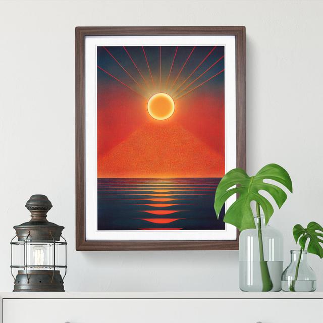 Unusual Abstract Ocean Sunset House of Hampton Frame Option: Walnut Framed, Matte Colour: White, Size: 46cm H x 34cm W x 2cm D on Productcaster.