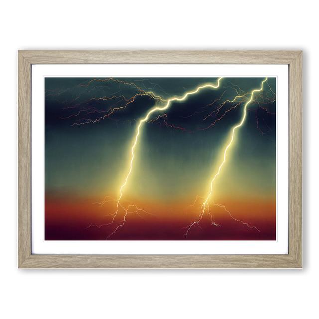 Epic Lightning Bolt - Single Picture Frame Print Metro Lane Frame Colour: Oak, Size: 46cm H x 64cm W x 2cm D on Productcaster.