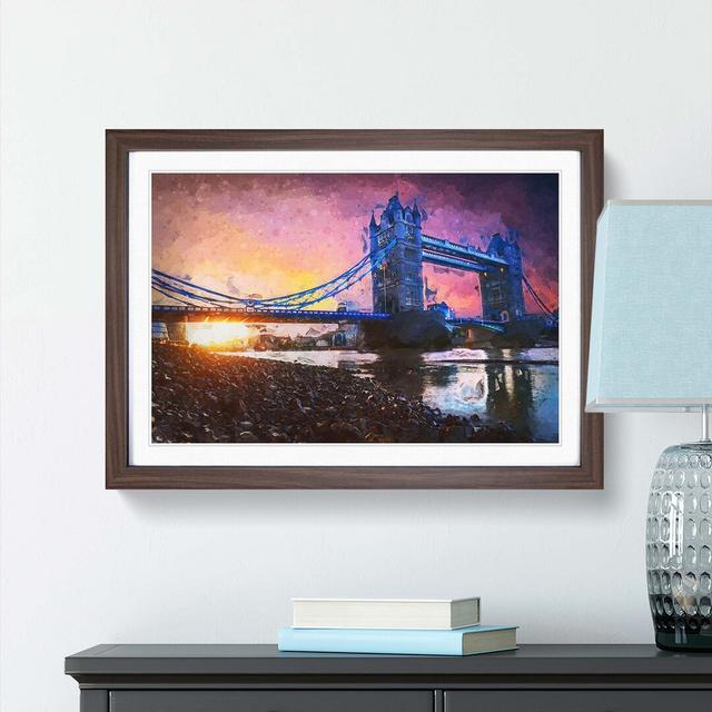 Tower Bridge in London England in Abstract - Picture Frame Graphic Art Print on MDF East Urban Home Size: 50cm H x 76cm W x 2cm D, Frame Option: Walnu on Productcaster.