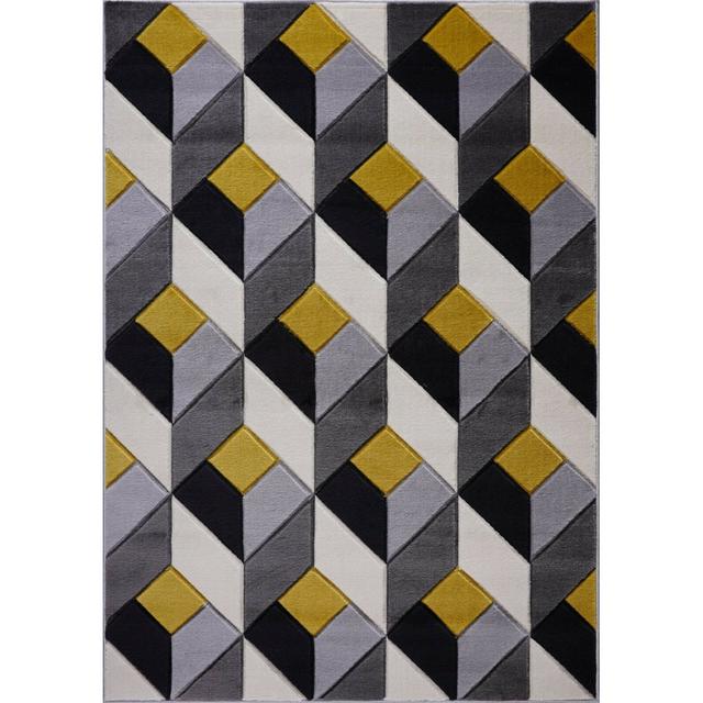 Glaspie Geometric Machine Woven Grey/Yellow Area Rug George Oliver Rug Size: Rectangle 200 x 290cm on Productcaster.