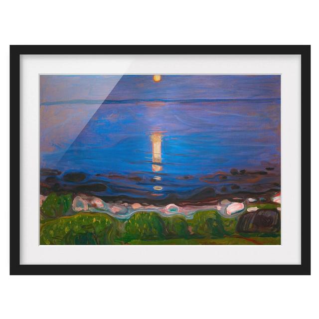 Picture With Frame - Edvard Munch - Summer Night At The Seashore - Landscape format 3:4 Highland Dunes Size: 50cm H x 70cm W x 2cm D, Frame Option: Bl on Productcaster.