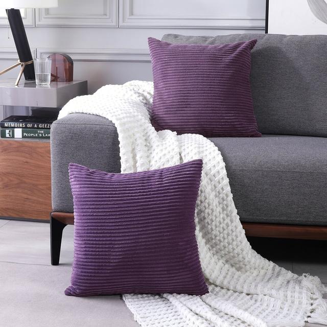 Avah Scatter Cushion Cover (Set of 2) Hashtag Home Size: 56cm H x 56cm W x 1cm D, Colour: Purple on Productcaster.