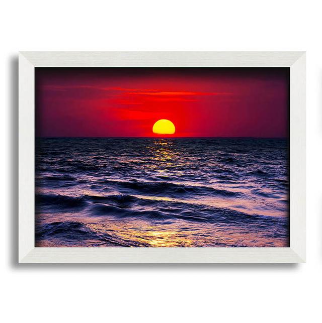 Golden Sunset Ocean Framed Print House of Hampton Size: 42cm H x 59.7cm W x 10cm D, Format: White Framed Paper on Productcaster.