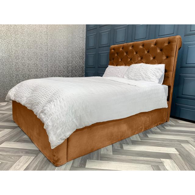 Ozment Upholstered Bed Frame Mercer41 Colour: Burnt Orange, Size: Small Double (4') on Productcaster.