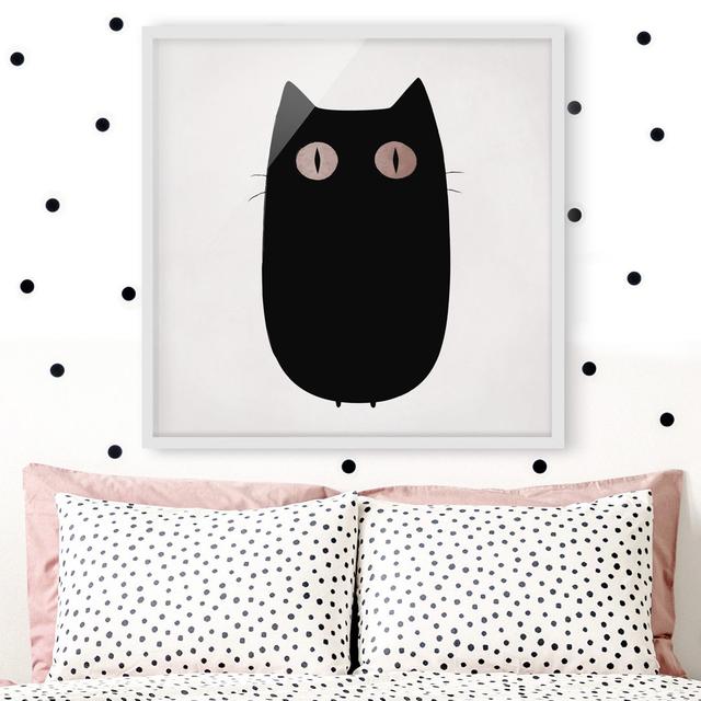 Black Cat Illustration - Picture Frame Graphic Art Rosalind Wheeler Size: 30cm H x 30cm W x 2cm D, Frame Option: White Framed on Productcaster.