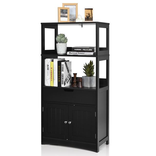 Londyn 60Cm W x 122Cm H x 33Cm D Free-Standing Bathroom Cabinet Marlow Home Co. Finish: Black on Productcaster.