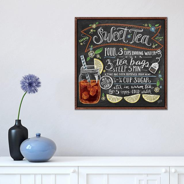 Sweet Tea Recipe by Lily & Val - Wrapped Canvas Typography Happy Larry Format: Brown Framed Canvas, Size: 45.72cm H x 45.72cm W x 3.81cm D on Productcaster.