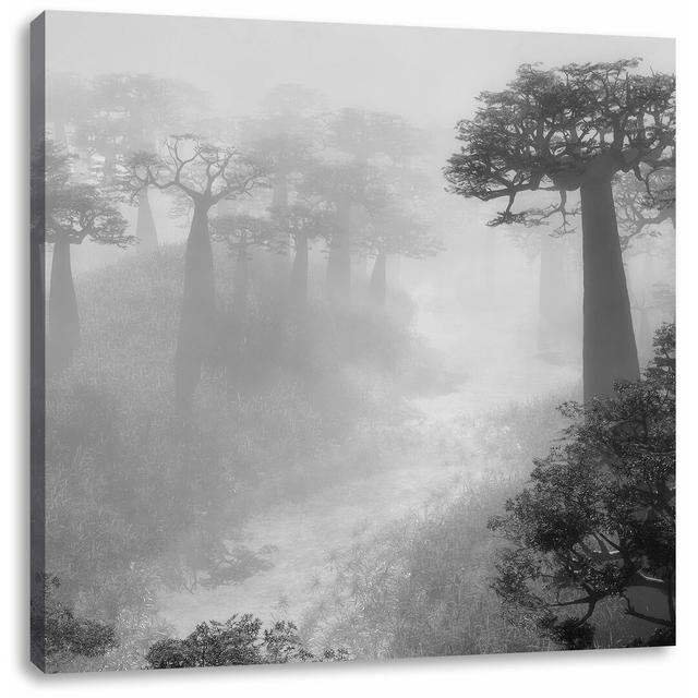 Leinwandbild Mysteriöser Wald im Nebel East Urban Home Größe: 70 cm H x 70 cm B on Productcaster.