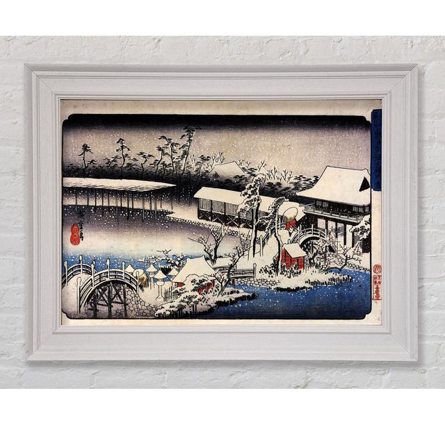 Hiroshige Temple Complex in the Snow Framed Print - Picture Frame Graphic Art on Canvas Ophelia & Co. Size: 59.7cm H x 84.1cm W x 8cm D, Format: White on Productcaster.