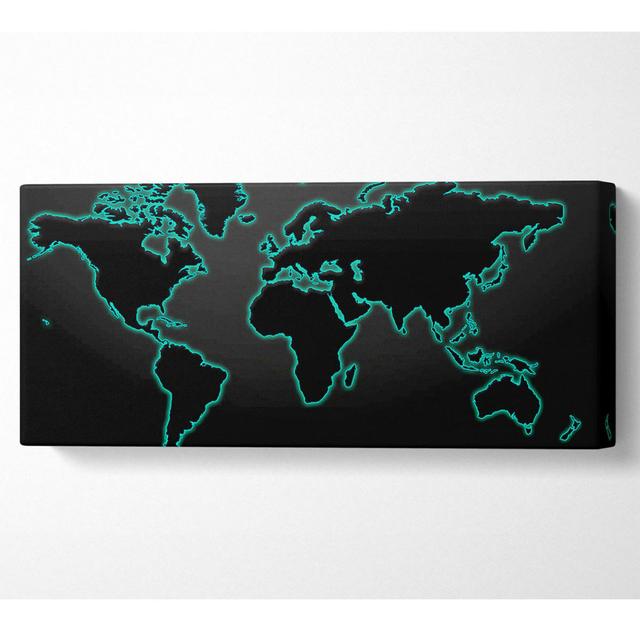 Black World Map - Wrapped Canvas Art Prints Rosalind Wheeler Size: 81.3cm H x 183cm W on Productcaster.