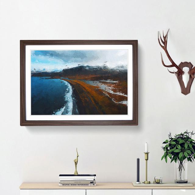 Black Sand Beach in Iceland - Picture Frame Painting Print East Urban Home Size: 48cm H x 65cm W x 2cm D, Frame Option: Walnut Framed on Productcaster.