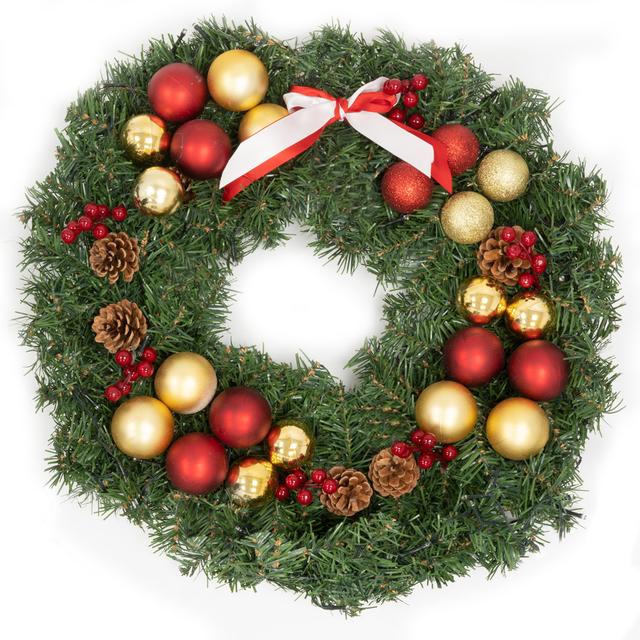 Faux Lighted 60cm Wreath The Seasonal Aisle on Productcaster.