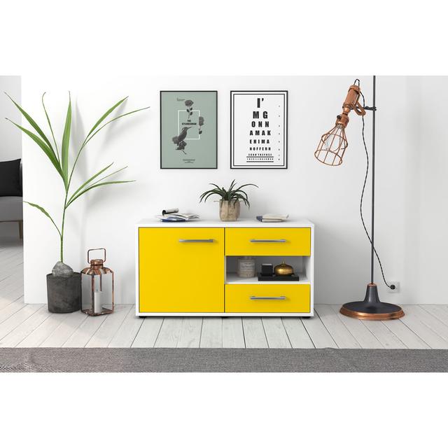 Alishea TV Stand Latitude Run Colour: Yellow/White on Productcaster.