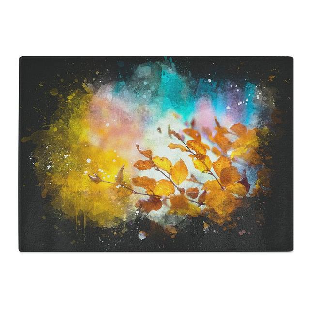 Tempered Glass Autumn Leaves Abstract Paint Splash Chopping Board East Urban Home Size: 20 cm x 28.5 cm on Productcaster.