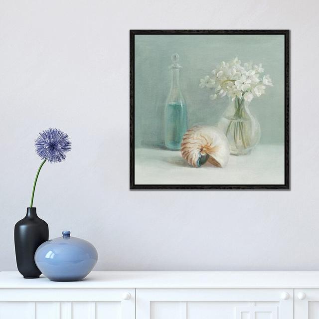 White Flower Spa by Danhui Nai - Graphic Art Print on Canvas House of Hampton Size: 45.72cm H x 45.72cm W x 3.81cm D, Format: Black Framed on Productcaster.