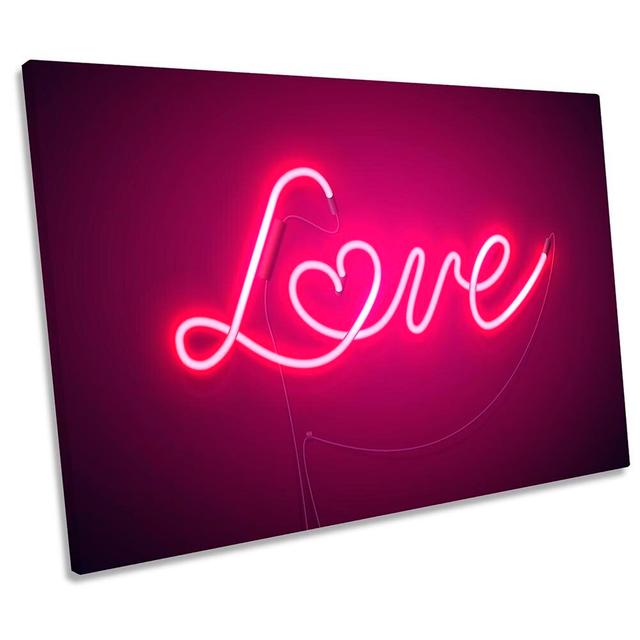 Neon Love Heart Pink Framed - Wrapped Canvas Print Ebern Designs Size: 30.5cm H x 45.7cm W x 2cm D on Productcaster.