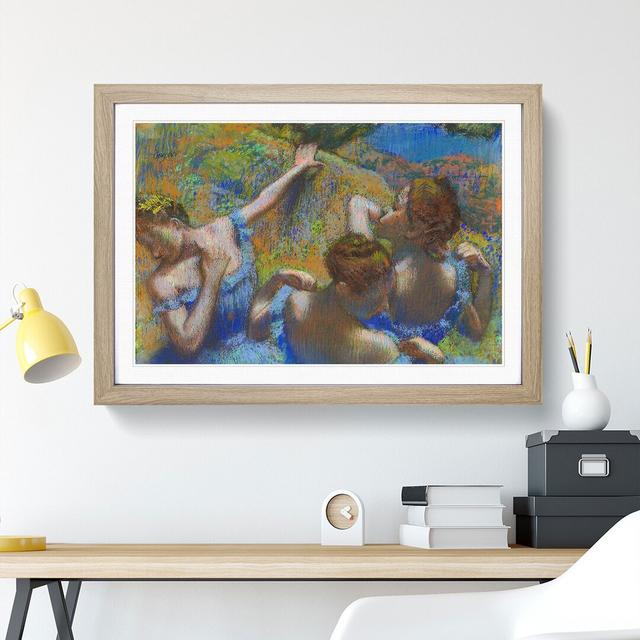 All Ballet Ballerina Dancers in Blue by Edgar Degas - Picture Frame Painting East Urban Home Frame Option: Oak Framed, Size: 48cm H x 65cm W x 2cm D on Productcaster.