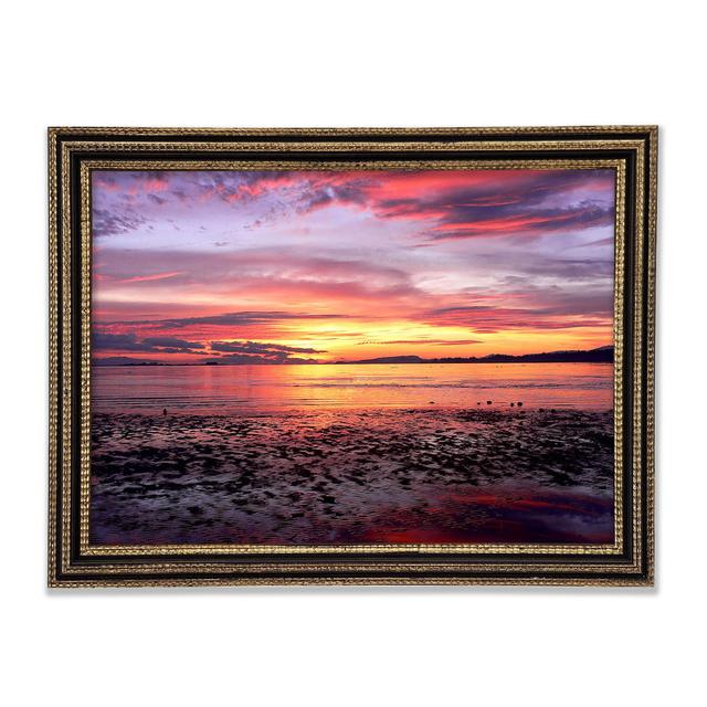 Pebbles in the Morning Sunrise Highland Dunes Size: 42cm H x 59.7cm W x 3cm D, Format: Silver Framed Paper on Productcaster.