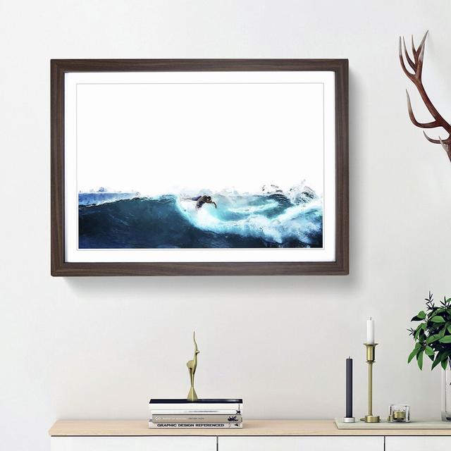 Surfer Riding the Wave in Abstract - Picture Frame Graphic Art Print East Urban Home Frame Option: Walnut Framed, Size: 27cm H x 36cm W x 2cm D on Productcaster.