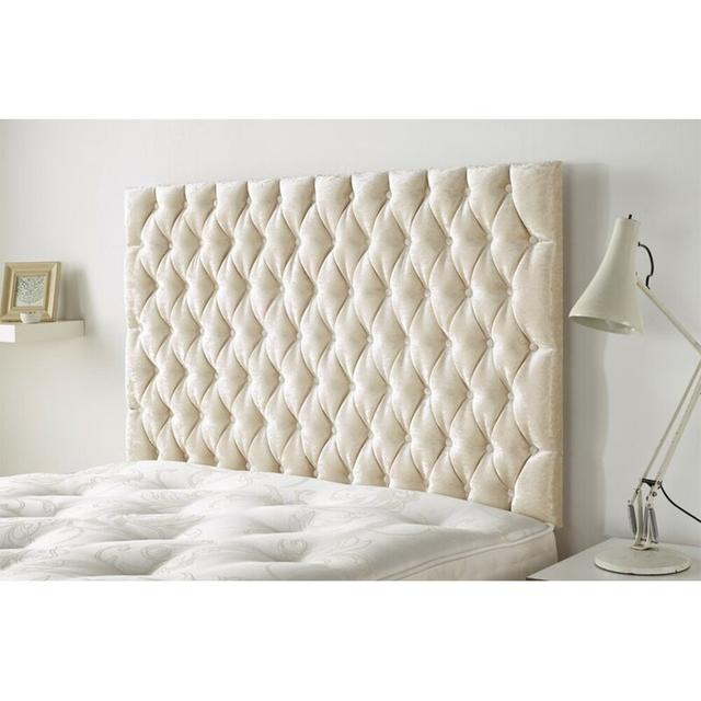 Maggie Upholstered Headboard Etta Avenue Size: Small Double (4'), Upholstery: Pearl on Productcaster.