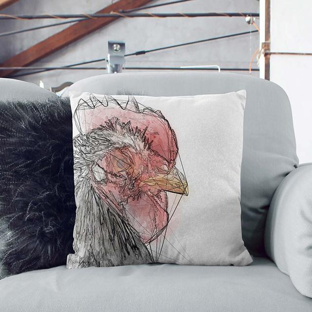 Rooster Looking West Cushion with Filling East Urban Home Size: 40cm H x 40cm W x 15cm D on Productcaster.