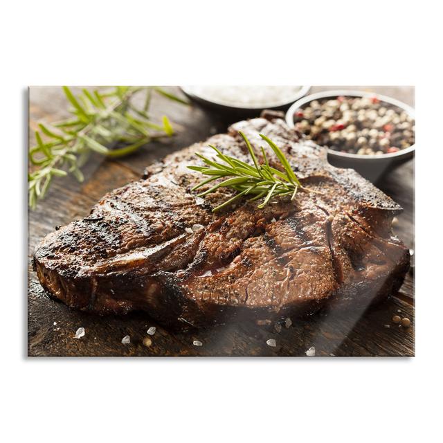 Glass picture | Mural on real glass Delicious meat with rosemary, including suspension and spacers s2742 Brayden Studio Size: 70cm H x 100cm W on Productcaster.