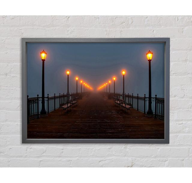 Foggy Pier Night Walk - Single Picture Frame Art Prints on Canvas Bright Star Size: 84.1cm H x 118.9cm W x 3.3cm D on Productcaster.