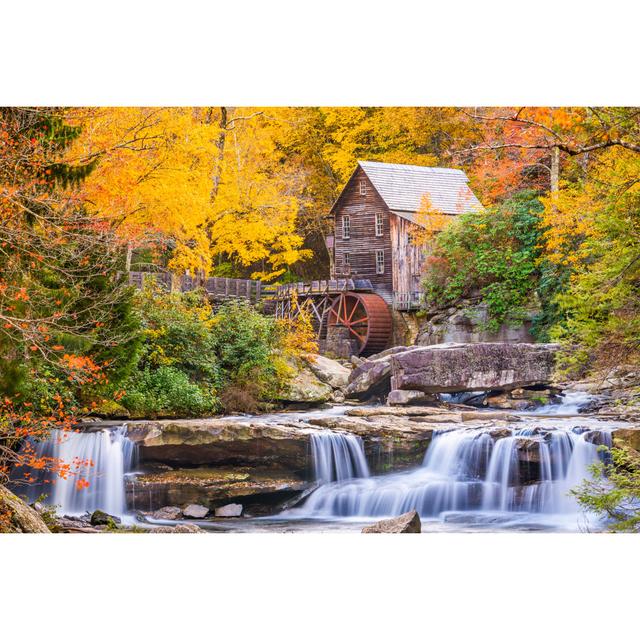 Glade Creek Grist Mill - Wrapped Canvas Print Marlow Home Co. Size: 81cm H x 122cm W x 3.8cm D on Productcaster.