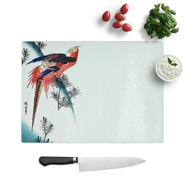 Tempered Glass Pheasant & Small Pine by Utagawa Hiroshige Chopping Board East Urban Home Size: 39 cm W x 28.5 cm L on Productcaster.