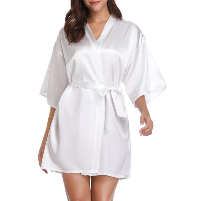 Renta Satin Above Knee Bathrobe 17 Stories Colour: White, Size: XXL on Productcaster.