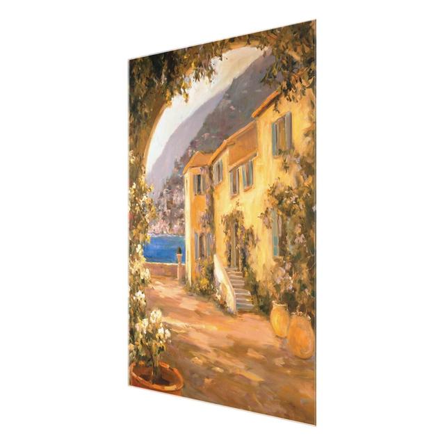 Italian Landscape - Floral Arch - Painting Print on Glass East Urban Home Size: 100 cm H x 75 cm W on Productcaster.