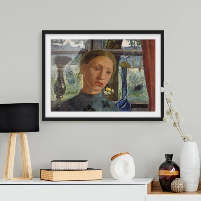 Girl's head in front of Window by Paula Modersohn-Becker - Picture Frame Painting Print on Paper East Urban Home Frame Options: Matt black, Size: 70cm on Productcaster.