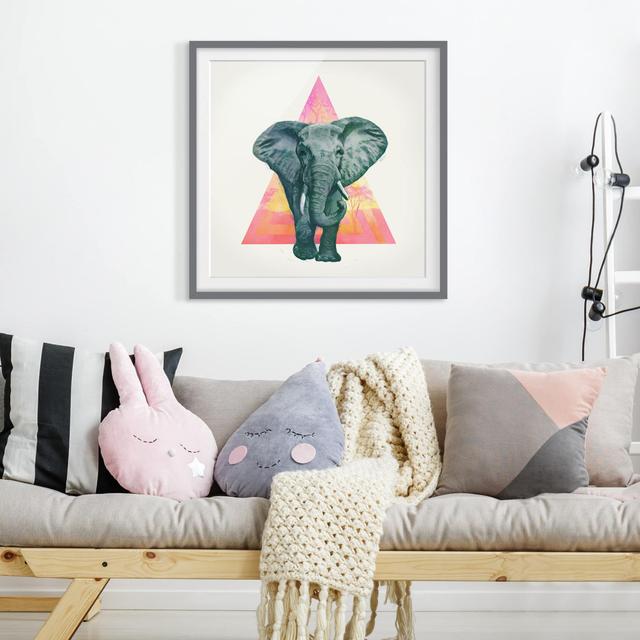 Gerahmtes Poster Illustration Elephant Before Triangle Bloomsbury Market Maße: 50 cm H x 50 cm B x 2 cm T, Matte Farbe: Weiß, Format: Grau gerahmt on Productcaster.