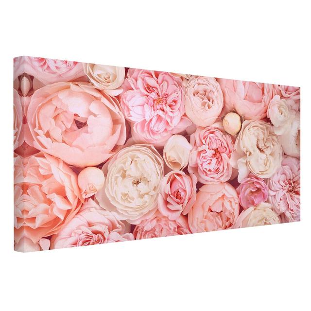 Rosé Coral Shabby - Wrapped Canvas Graphic Art Canora Grey Frame Option: Pink, Size: 40cm H x 80cm W, Format: 330g/m² recycled canvas on Productcaster.