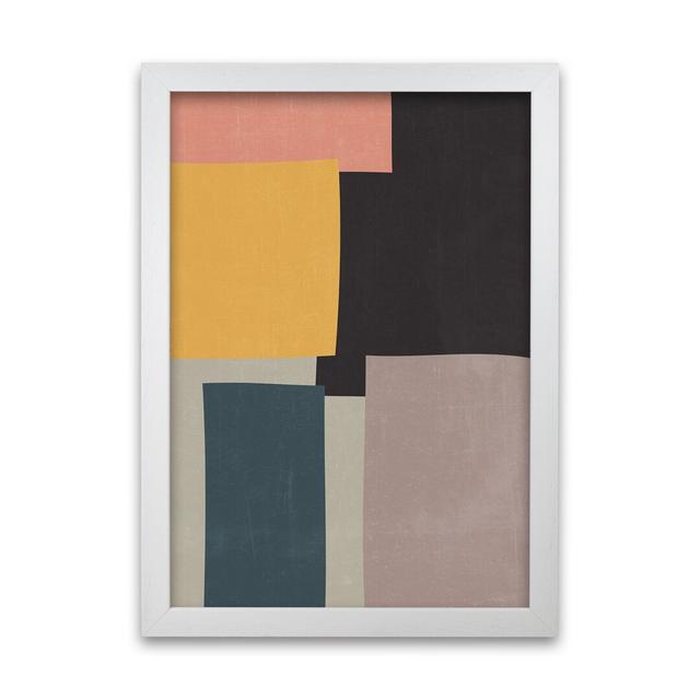 Abstract Block Art Original - Graphic Art Print on Paper Norden Home Frame Option: White Frame, Size: 84cm H x 59cm W x 3cm D on Productcaster.