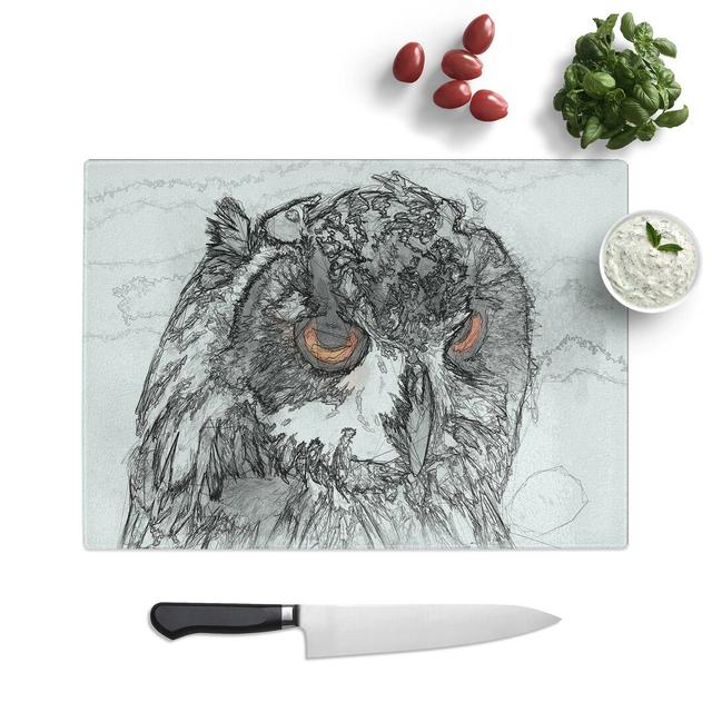 Tempered Glass Eyed Owl Chopping Board East Urban Home Size: 39 cm W x 28.5 cm L on Productcaster.