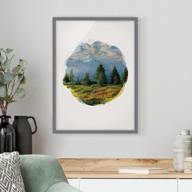 Émosson Valais Switzerland - Picture Frame Graphic Art Union Rustic Size: 55cm H x 40cm W x 2cm D, Frame Option: Grey Framed on Productcaster.