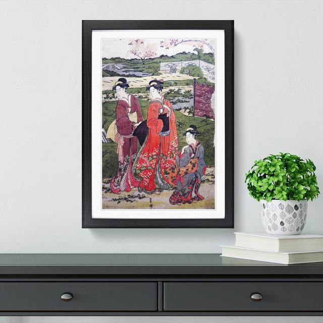 The Inner Cherry Blossom Garden by Utagawa Toyokuni - Picture Frame Painting Print East Urban Home Size: 65cm H x 48cm W x 2cm D, Frame Option: Black on Productcaster.