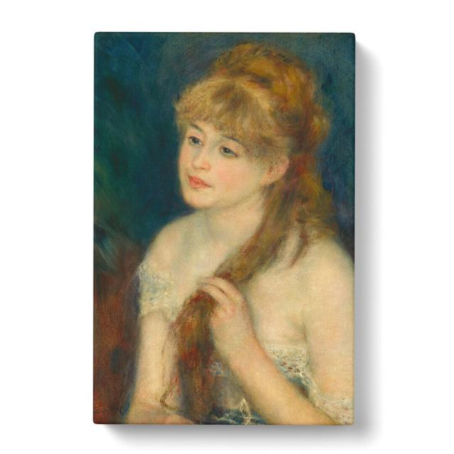 Woman Braiding Her Hair by Pierre-Auguste Renoir - Wrapped Canvas Painting East Urban Home Size: 50cm H x 35cm W x 3cm D on Productcaster.