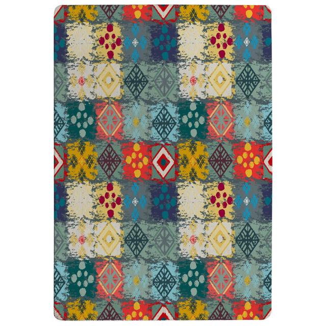 Eddy Tribal Art Boho Designer Shaggy Green/Red/Yellow Rug East Urban Home Rug Size: Rectangle 140 x 200cm on Productcaster.