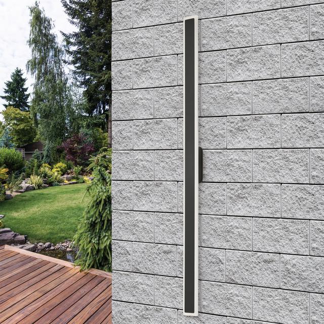 Astacia LED Wall Light, IP54 Weatherproof, Indoor/Outdoor, 3000K Metro Lane Size: 102.5cm H x 8.5cm W x 6.5cm D, Fixture Finish: Dark Grey on Productcaster.