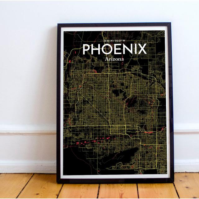 Phoenix City Map - No Frame Print East Urban Home Size: 43.2cm H x 27.9cm W x 0.13cm D on Productcaster.