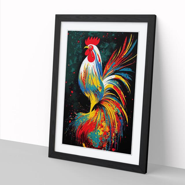 Leitersburg Rooster Paint Splatter Vol.1 - Single Picture Frame Print Brambly Cottage Format: Black, Size: 46cm H x 34cm W x 2cm D on Productcaster.