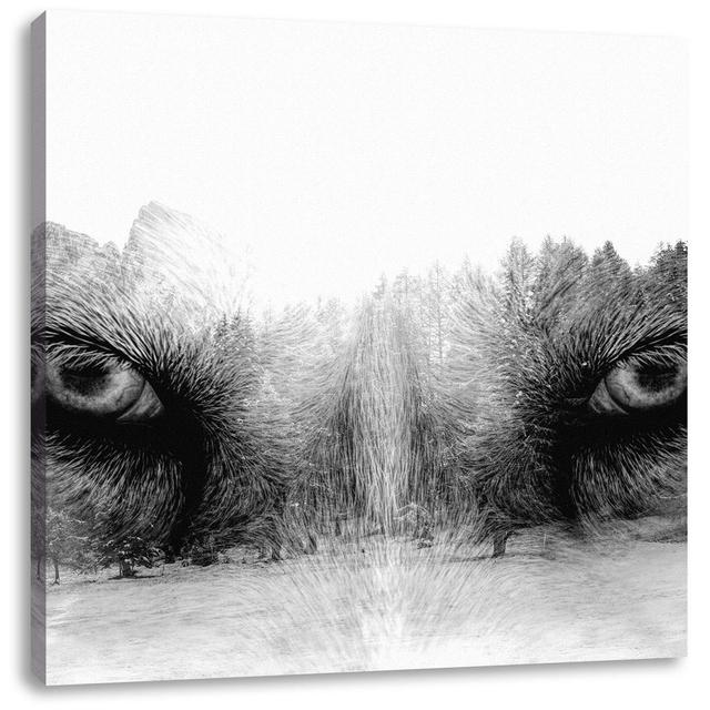 Leinwandbild Overlay Wolf Eyes over Winter Forest Alpen Home Maße: 70 cm H x 70 cm B x 1,8 cm T on Productcaster.