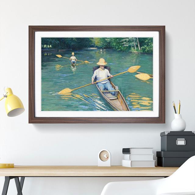 Skiffs on the Yerres by Gustave Caillebotte - Picture Frame Painting East Urban Home Size: 36cm H x 48cm W x 2cm D, Frame Option: Walnut Framed on Productcaster.