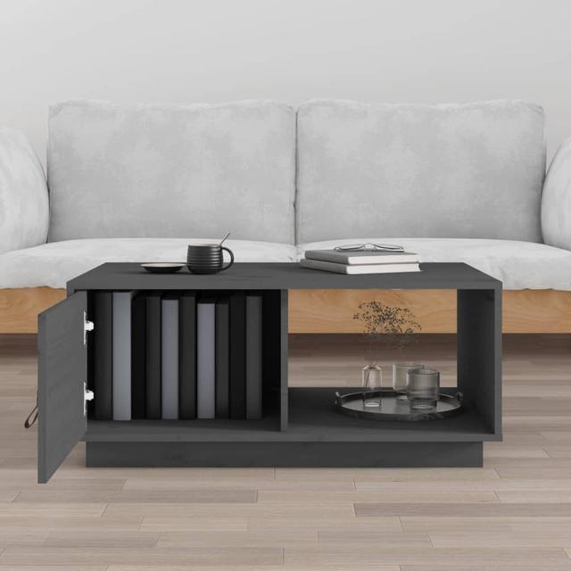 Solid Wood Solid Coffee Table with Storage 17 Stories Colour: Grey on Productcaster.